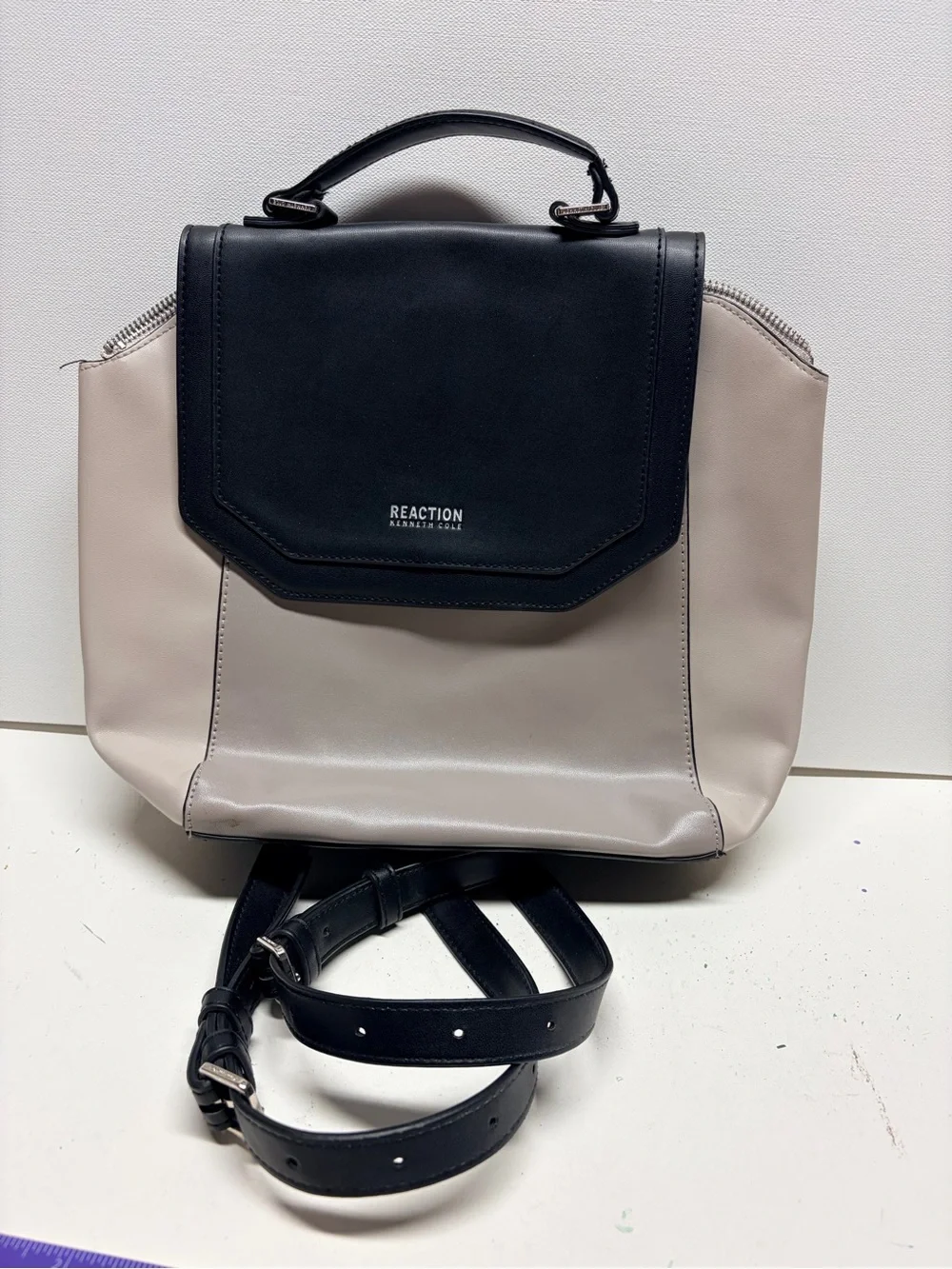 Reaction Kenneth Cole Two-Tone Black and Light Gray Backpack